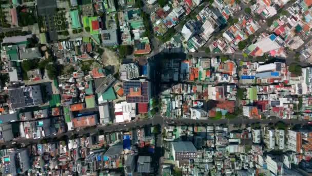 Aerial Birds Eye Overhead Top Nha Trang Street Dengan Pencakar — Stok Video