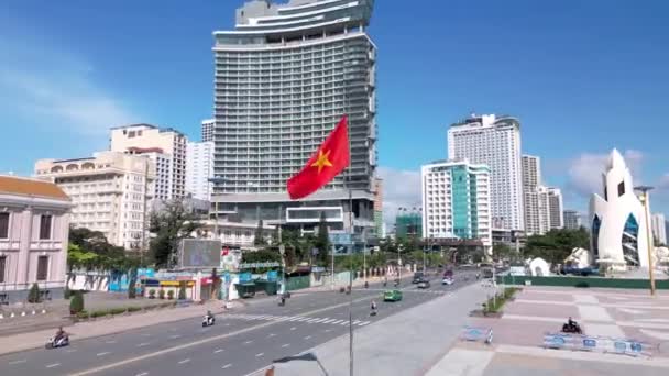 Vietnam Bayrağı Nha Trang Vietnam Daki Central City Meydanında Tarafından — Stok video