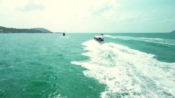 Nha Trang Єтнам Speedboat Летить Туристами Морській Екскурсії Екваторі Єтнамі — стокове відео
