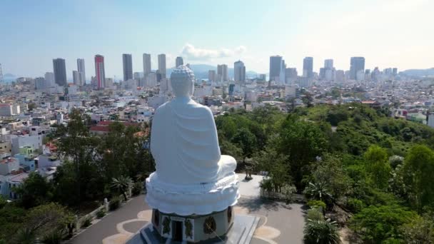 Aerial View Footage Fog Felett Big Buddha Phuket Thaiföld Big — Stock videók