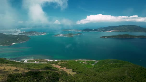 Воздушный Беспилотник Сверху Вниз Вид Кривые Прибрежной Дороги Nha Trang — стоковое видео