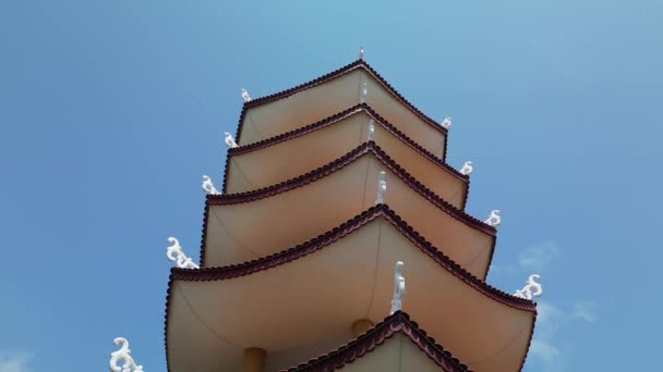 Telhado Edifício Estilo Asiático Foto Close Canto Inferior Igreja Católica — Vídeo de Stock