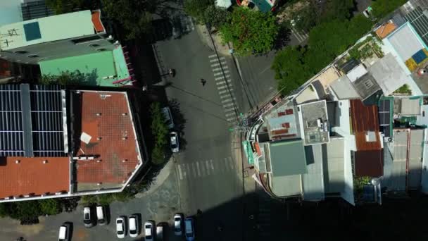 Aerial Birds Eye Overhead Top Nha Trang Street Хмарочосами Єтнаму — стокове відео
