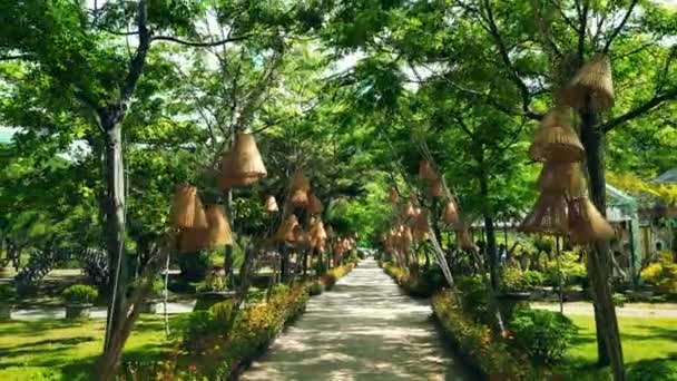 パークダオ ニャチャン ベトナム 古代の歴史的建造物 文化国家建築の特徴 熱帯公園の木 視覚的な旅 — ストック動画