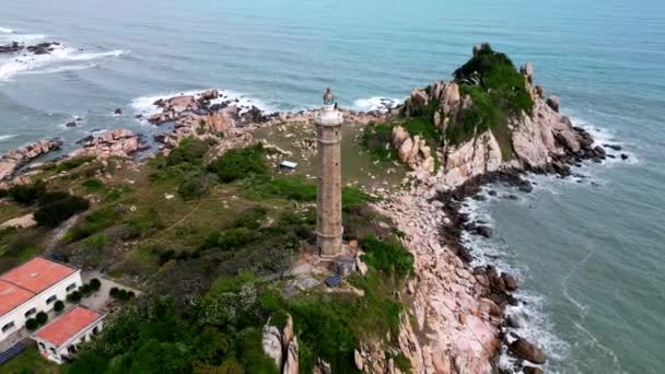Aerial View Lighthouse South China Sea Mui Phan Thiet Bin — Stock Video