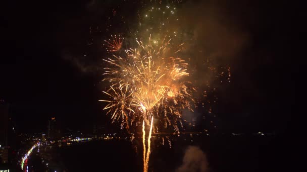 Kembang Api Tahun Baru Bright 2023 Malam Tahun Baru Yang — Stok Video