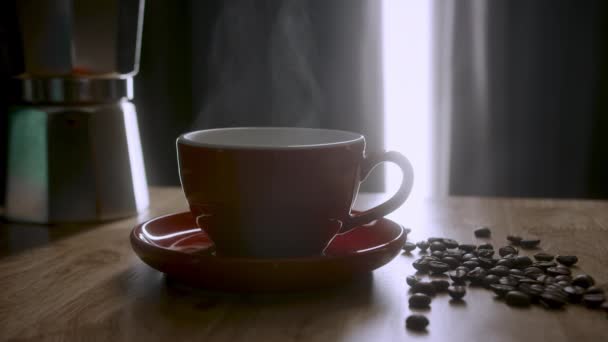 Stomende Kop Koffie Thee — Stockvideo