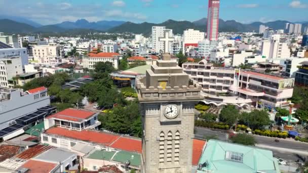 공중에서 촬영된 아름다운 파노라마 Panoramic 영상은 드론에서 베트남의 졌는데 나트랑 — 비디오