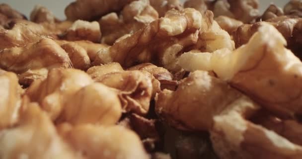 Makro Záběr Zblízka Makro Záběr Ořechů Mandle Krásném Světle Černém — Stock video