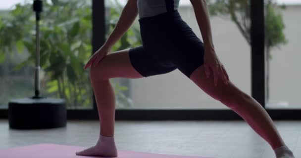 Giovane Bella Donna Atletica Che Yoga Palestra Vista Vicino Una — Video Stock