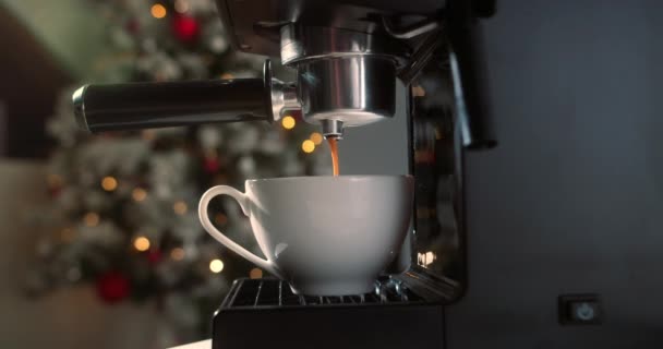 Vidéo Rouleau Coulée Café Machine Dans Tasse Maison Fait Expresso — Video