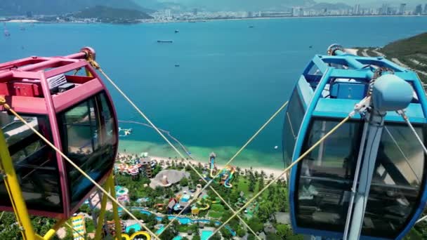 Vietnam Nha Trang Vinpearl Vue Latérale Cabine Roue Ferris Sur — Video