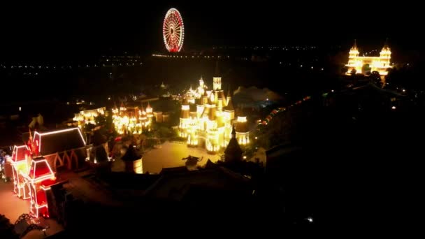 Vinpearl Adası Ndaki Akşam Gösterisinin Hava Görüntüsü Performans Boyutlu Lazer — Stok video