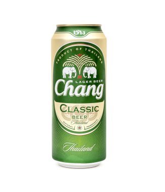 BANGKOK - AUG - 19: Can with lager beer by ThaiBev Chang Thai islated on white, in Bangkok, 19. 08. 2022 in Thailan
