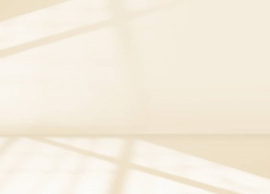 Boş bej duvarlı, pencereli, gölgeli, siluetleri sunumlar için tasarlanmış, boş bej duvarlı, minimum iç mekan.