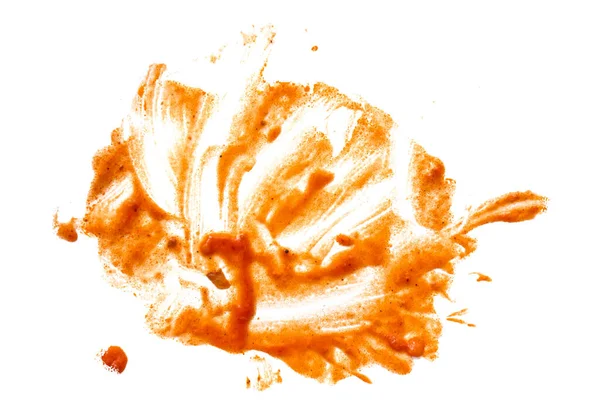 摘要从白色 纹理或背景中分离出来的红番茄酱涂片 顶部视图 — 图库照片