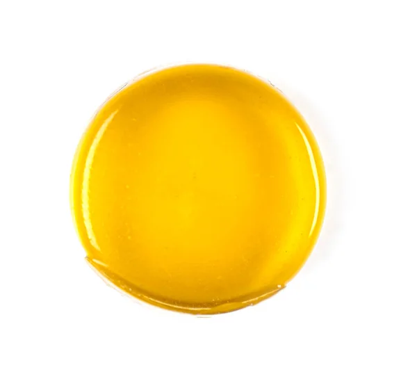 Крупный План Круглых Желтых Медицинских Мочек Больного Горла Медовым Вкусом — стоковое фото