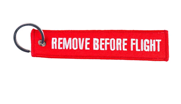 Trinket Remove Flight Warning Tag Safety Warning Seen Removable Aircraft — Stock Photo, Image