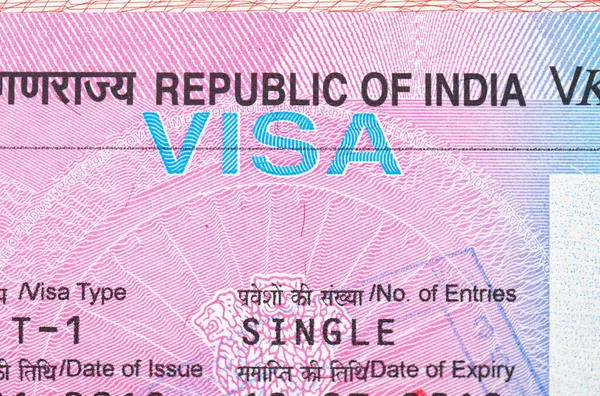 Nahaufnahme Von Visa Republik Indien Mit Pass — Stockfoto