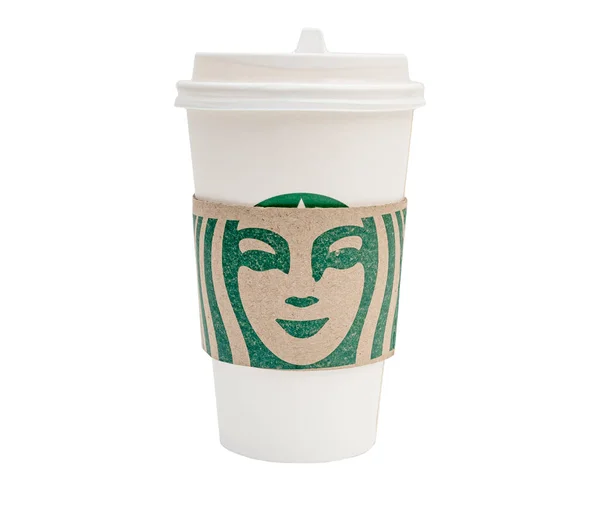 Berlino Ottobre Tazza Carta Starbucks Con Portabicchieri Sirena Come Logotipo — Foto Stock