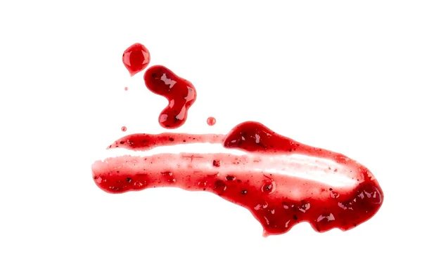 Süße Rote Beerenmarmelade Sauce Als Abstrakter Schmierfleck Isoliert Auf Weißem — Stockfoto