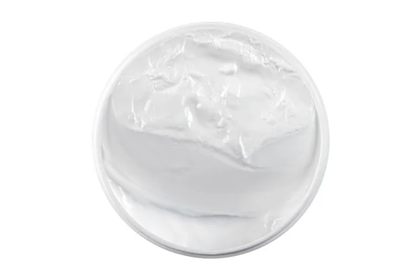 Jar Контейнер Білим Універсальним Косметичним Кремом Обличчя Тіла Порожньою Чистою — стокове фото