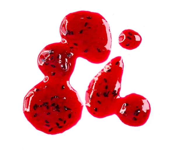 Краплі Плями Рідкого Червоного Ягідного Варення Або Соусу Ізольовані Прозорому — стокове фото