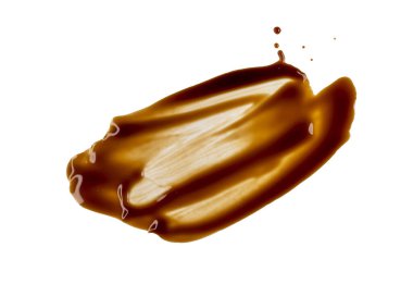 Soyut leke ve kahverengi sos lekeleri beyaz, kırpma yolu izole