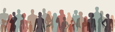 People diversity group silhouette.Women men teenager children boys girls old senior.Crowd of people diverse culture.Racial equality - inclusive - inclusion.Multicultural society.Mixed race clipart