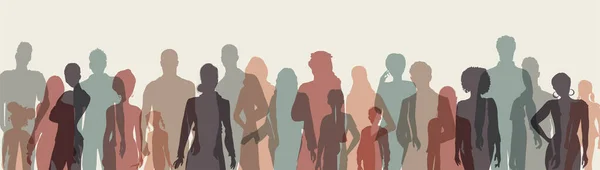 People diversity group silhouette.Women men teenager children boys girls old senior.Crowd of people diverse culture.Racial equality - inclusive - inclusion.Multicultural society.Mixed race