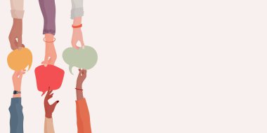 Bir grup meslektaş ya da işbirlikçi arasında anlaşma ya da ilişki. Bilgi alışverişi yapan insanlar. Silah ve eller konuşma baloncuğu. Paylaşma ve takas kavramı. Pankart