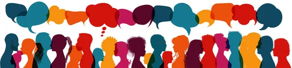 Grupo Diálogo Diversas Personas Multiculturales Multiétnicas Hablar Compartir Ideas Concepto — Archivo Imágenes Vectoriales