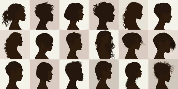 Illustration Vectorielle Groupe Personnes Profil Différents Âges Nationalités — Image vectorielle