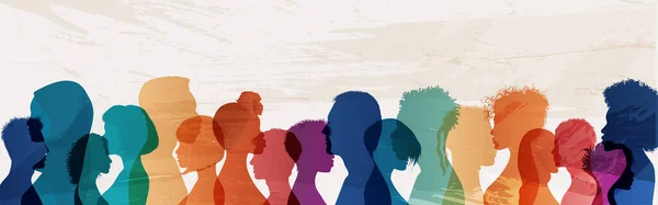 Profil Silhouette Face Groupe Hommes Femmes Culture Diverse Diversité Des — Image vectorielle