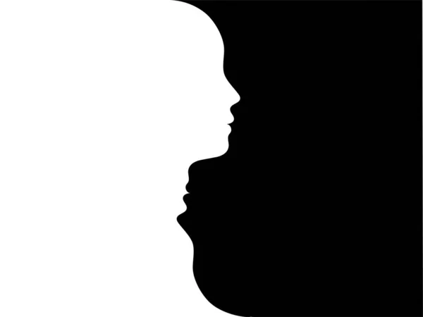 隐喻双相情感障碍心理 分裂的个性 情绪紊乱 双重人格概念 2个头黑白相间 — 图库矢量图片