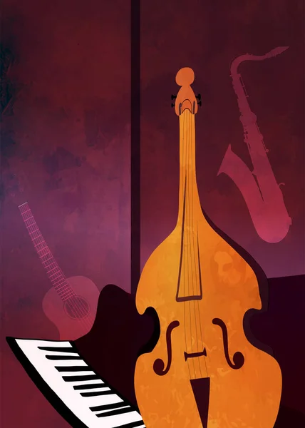 Poster Kart Ilanı Konser Festivali Canlı Caz Blues Müzik Etkinliği — Stok Vektör