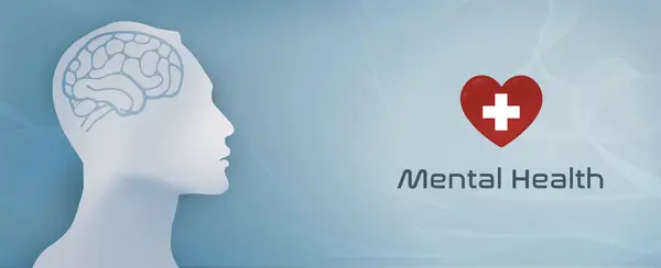 Beyin silueti profili. Akıl sağlığı konsepti. Dünya Ruh Sağlığı Kampanyası. Akıl sağlığı uzmanı. Farkındalık. Duygusal tükenme. Zihinlerimiz Mesafe. Sancak kopyalama alanı