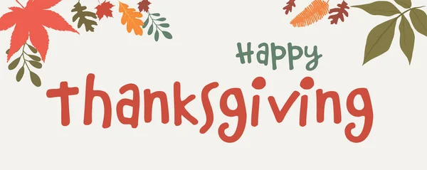 Vector Illustration Orangefarbener Text Happy Thanksgiving Mit Herbstlicher Laubdekoration Und — Stockvektor