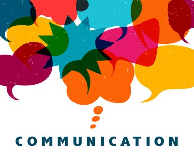 Renkli konuşma balonu. İletişim mesajı. Sosyal ağ. Renkli bulut. Konuşma - tartışma. Konuşma ve iletişim sembolü. Dostluk ve diyalog kültürleri.