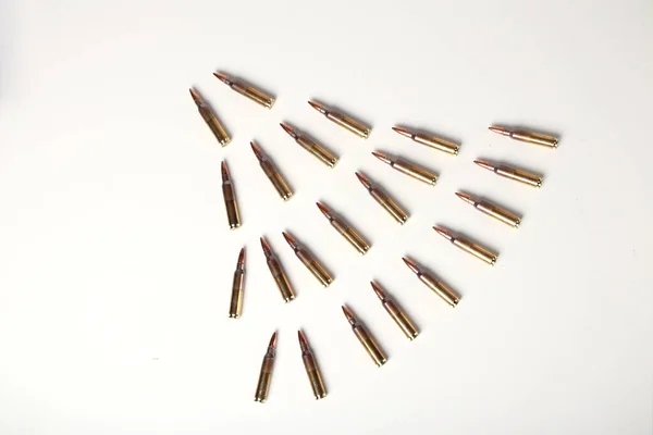 Ar15 Bullets White Background 223 Rem Nato — Stock Photo, Image