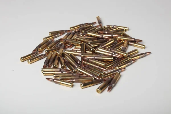 Ar15 Bullets White Background 223 Rem Nato — Stock Photo, Image