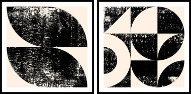 Soyut geometrik poster ve duvar resmi, grafik geometrik şekiller elementler, oturma odası posteri, duvar süslemesi. Modern Soyut Boyama Sanatı. Çağdaş sanat.