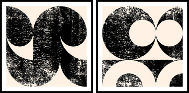 Soyut geometrik poster ve duvar resmi, grafik geometrik şekiller elementler, oturma odası posteri, duvar süslemesi. Modern Soyut Boyama Sanatı. Çağdaş sanat.