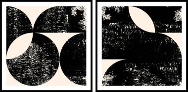 Soyut geometrik poster ve duvar resmi, grafik geometrik şekiller elementler, oturma odası posteri, duvar süslemesi. Modern Soyut Boyama Sanatı. Çağdaş sanat.