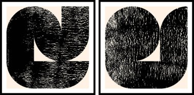 Soyut geometrik poster ve duvar resmi, grafik geometrik şekiller elementler, oturma odası posteri, duvar süslemesi. Modern Soyut Boyama Sanatı. Çağdaş sanat.