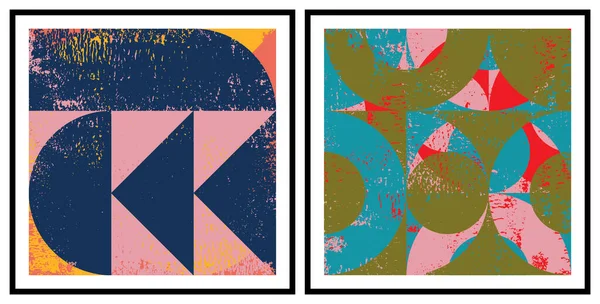 抽象幾何学的なポスターや壁の絵画 グラフィック幾何学的な図形要素 リビングルームのポスター 壁の装飾 近代抽象絵画作品 現代美術 — ストックベクタ