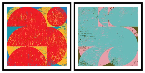 抽象幾何学的なポスターや壁の絵画 グラフィック幾何学的な図形要素 リビングルームのポスター 壁の装飾 近代抽象絵画作品 現代美術 — ストックベクタ