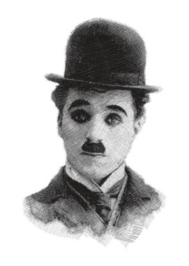 Charlie Chaplin 'in kalem çizimi..