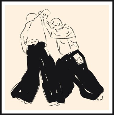 Aikido dövüş sanatları vektör çizimi.