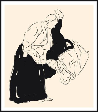 Aikido dövüş sanatları vektör çizimi.